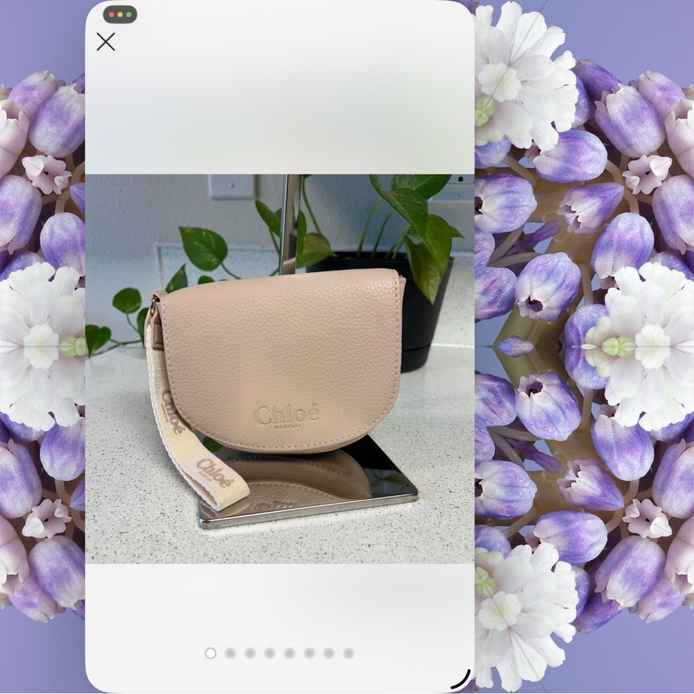 Chloé Beige Leather Crossbody Bag comes with a perfume sample.